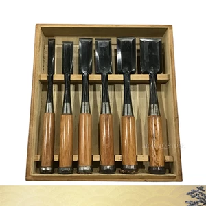 Juego de cinceles japoneses - Estilo Ichimitsu - 6 piezas Oire Nomi con caja - Acero de alto carbono - Imagen 1 de 10