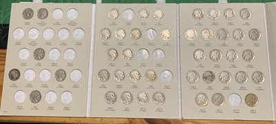 Mostly Complete 43/64 Buffalo 5c folder, all original most full dates w/26s,31s - Image 1 of 4