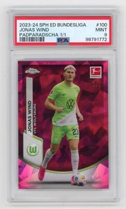 2023 Topps Chrome Sapphire Bundesliga Jonas Wind #100 PADPARADSCHA 1/1 PSA 9 - Picture 1 of 2