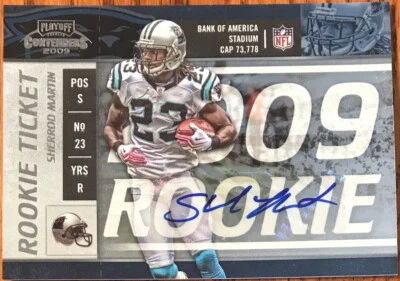 2009 Playoff Contenders Rookie Autograph Sherrod Martin #202 Carolina Panthers - Image 1 of 2