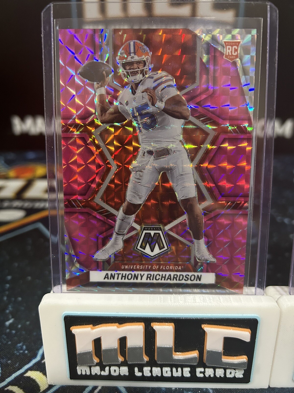 2023 ANTHONY RICHARDSON Mosaic Draft RC SSP PINK PRIZM #11/25 w/Bonus Silver