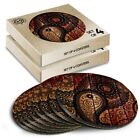 8x Round Coasters in the Box - Vintage Henna Retro Pattern Indian  #13081