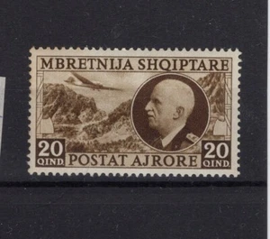 ALBANIA 1939 King Victor Emmanuel airmail 20q brown MNH corner yellowish gum - Picture 1 of 2