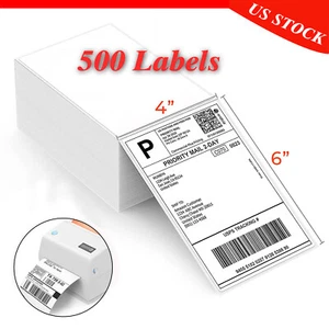 Ventilador 4""x 6"" etiqueta de envío térmico directo autoadhesiva 500 franqueo para cebra - Imagen 1 de 11