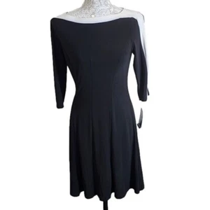 Vestido Chaps Colorblock Cuello Barco Mangas 3/4 Línea A Nuevo con Etiquetas Para Mujer Pequeño - Imagen 1 de 5