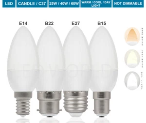 LED Frosted Candle Light Bulb Lamp E14 E27 B22 Screw Cap Energy Saving Lightbulb - Picture 1 of 91