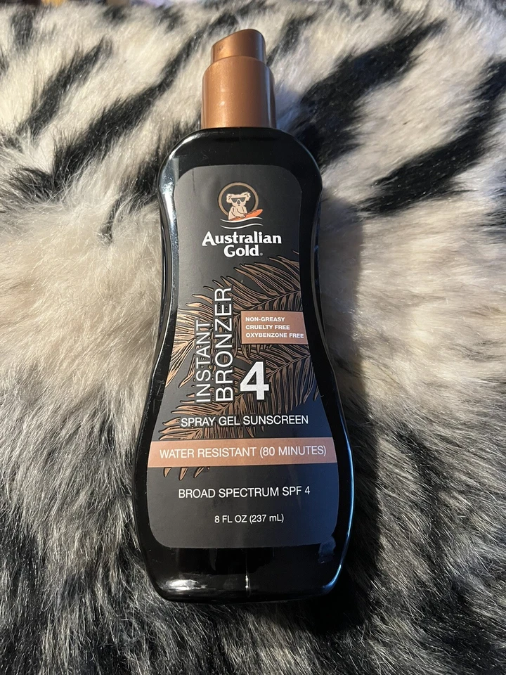 Australian Gold Spray GEL Sunscreen Instant Bronzer SPF 4 8oz