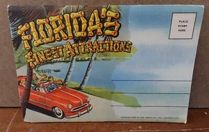Floridas Finest Attractions 1960 ausklappbarer Postkartenordner doppelseitig - Bild 1 von 3