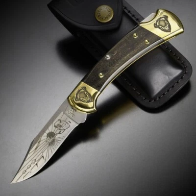 Buck 112 Yellowhorse Custom with Leath sheath BUFFALO engraved JAPAN Unused - image 1 of 4