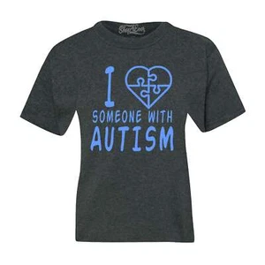 I Love Someone With Autism Kids T-Shirt Blue Support Awareness Shirt - Picture 1 of 4