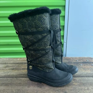 Timberland Black And Gold Knee High Faux Fur Boots Y2K Women’s Sz 6 NEW NO BOX - Picture 1 of 9