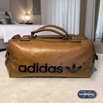 Adidas Originals Reisetasche Braun Kunstleder Vintage Bag Weekender Sporttasche - Bild 1 von 4