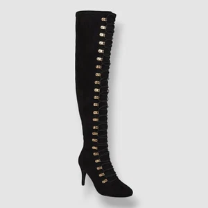 Journee Collection Women's Black Trill Lace-Up Dress Boots, Shoe Size: 7.5 - Picture 1 of 6