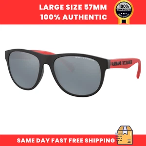 Armani Exchange Men's Sunglasses AX4096S 80786G Black Square Silver Polarized - Picture 1 of 3