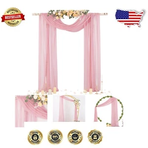 Romantic Sheer Chiffon Drapes - 29"x20Ft Dusty Rose Panels for Elegant Events - Picture 1 of 7