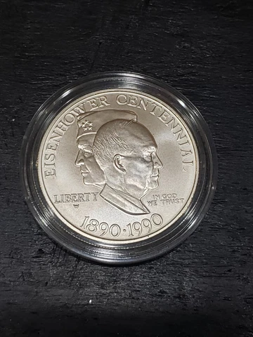 1990 Eisenhower Centennial UNC Commemorative 90% Silver Dollar Cover