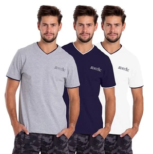 Men's Cotton V-Neck T-Shirt Short Sleeve Slim Fit Casual Tops - Picture 1 of 10