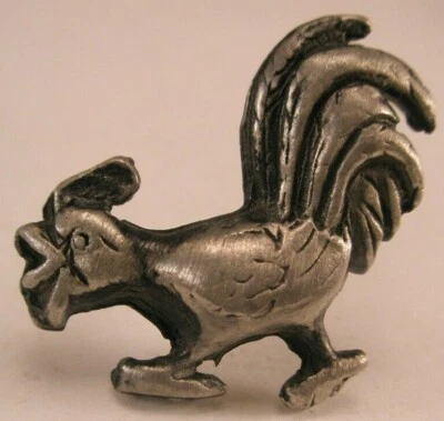 Pewter Rooster Chicken Cock Vintage Tie Tack Lapel Pin barnyard animal bird k14 - Image 1 of 4