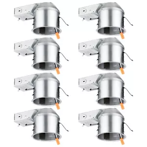 8-Pack 4 Inch IC Rated Remodel Shallow LED Recessed Housing Can - Picture 1 of 7