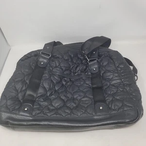 ISAAC MIZRAHI Travel Nylon Ogee Quilted Puffer Duffel Bag Blck Top Handle Straps - Picture 1 of 7