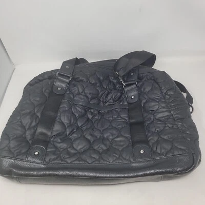 Bolso de Lona ISAAC MIZRAHI Viaje Nylon Ogee Acolchado Puffer Negro Top Asas Correas Foto 1 de 4