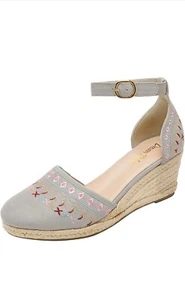 DREAM PAIRS Women's Espadrilles Closed Toe Ankle Strap Dressy Platform Wedge - Picture 1 of 6