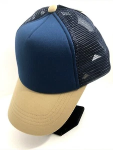 CHAPEAU SNAP ON ADJUSTABLE HAT MESH BLACK / BLUE / KHAKI BASEBALL TRUCKER HAT - Picture 1 of 12