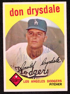 DON DRYSDALE 1959 Topps #387 AUTOGRAPH DODGERS Auto Signed HOF d.1993