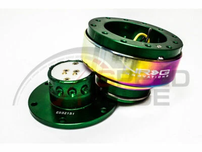 NRG STEERING WHEEL GEN 2.0 QUICK RELEASE GREEN BODY NEO CHROME RING 200GN-MC - Image 1 of 2