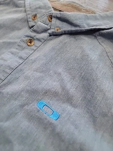 Oakley Grail Retro 90s Bluish LONG SLEEVE Jean SHIRT XL Extra Large Beach 1990s - Picture 1 of 3