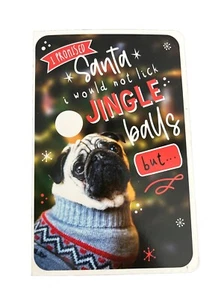 Christmas Greeting Card- Humour Funny- Pug Dog Puns - Don’t Lick Jingle Balls - Bild 1 von 3