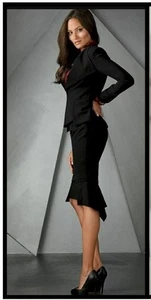 Venus Black Fishtail Jacket Blazer w/ Pleated Tails 36-40" bust Size 12 - Picture 1 of 11