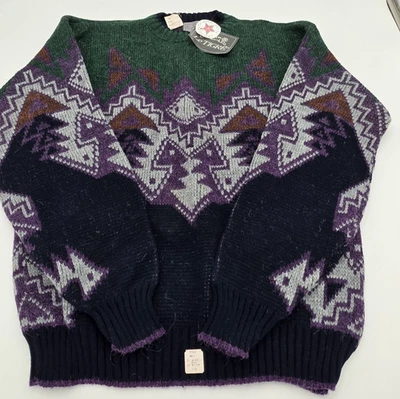 LE TIGRE Sweater Vntg 80s size M Acrylic blend metallic threading Multi color - Image 1 of 4