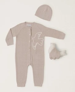 Barefoot Dreams Cozychic Covered In Prayer Dove Set StoneCream 6-12 Months NWT - Picture 1 of 3