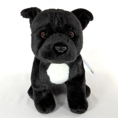 FAITHFUL FRIENDS Staffordshire Bull Terrier Negro 24cmH. Juguete suave de peluche Staffy Fiel Friends.