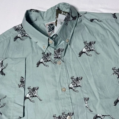 New Kennington Western Cowboy Horse Shirt Chest Pocket Sky Blue Men's Size Large - Image 1 of 4