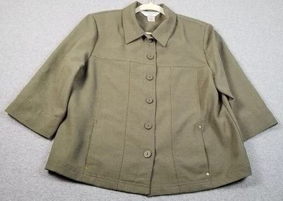 Camisa con botones ALLISON DALEY 10P Petite beige manga 3/4 texturizada para mujer Foto 1 de 4