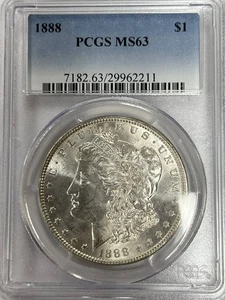 1888 P Morgan Silver Dollar Coin PCGS MS-63 - Picture 1 of 2