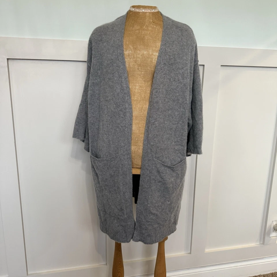 Halogen 100% Cashmere Long Open Front Cardigan Women’s One Size Gray 1/2 Sleeve - Image 1 of 4