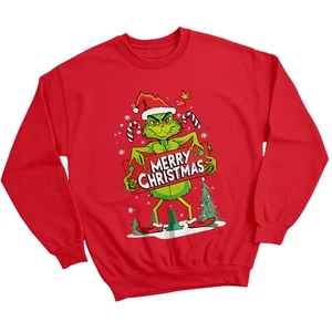 Grinch Weihnachtssweatshirt lustig hässlich Unisex lustig Urlaub Pullover #MC15 - Bild 1 von 25