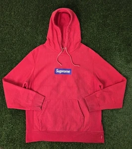 Supreme Box Logo Drawstring Hoodie Sweatshirt FW17 Red Size L - Picture 1 of 23