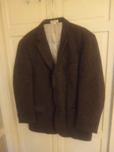 Vintage Blazer Mens 48 Harris Tweed Wool Herringbone USA Orvis LL Bean Professor - Picture 1 of 10