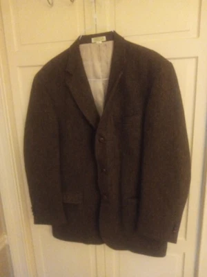 Vintage Blazer Mens 48 Harris Tweed Wool Herringbone USA Orvis LL Bean Professor - Image 1 of 4