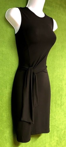 Abito Michael Kors nero elasticizzato jersey cravatta davanti bodycon versatile XS $98