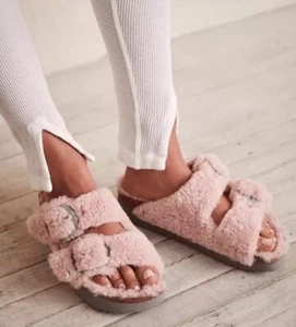 Birkenstock Papillio Arizona Shearling Teddy Sandals Size 40 US 9 NWT Pink - Picture 1 of 8