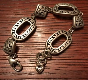 Bracelet Brighton Silver Filigree Scrolled Oval Link 8” Chain - Picture 1 of 8