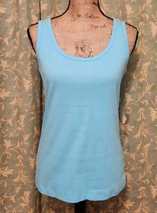St John's Bay Women's M Coastal Turquoise Essential Tank Sleeveless Knit Tee NEW - Picture 1 of 5