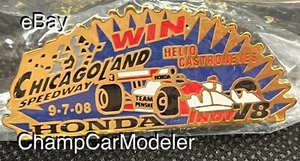 2008 Honda Indy V8 Pin Chicagoland Helio Castroneves Team Penske 500 IndyCar - Picture 1 of 11