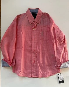 Nautica Kids Long Sleeve Button Up Dress Shirt Size Large (7) Bright Red & White - Picture 1 of 6