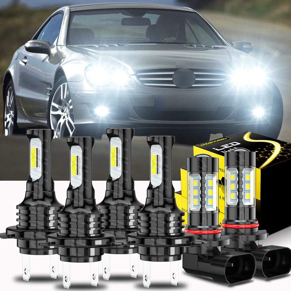 Juego de faros LED blancos + faros antiniebla para Mercedes-Benz SL500 2003-2006 Foto 1 de 4